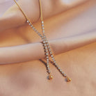 Elegant Geometric Titanium Steel Pendant Necklace with Sparkling Zircon Inlay-Bijou Crush