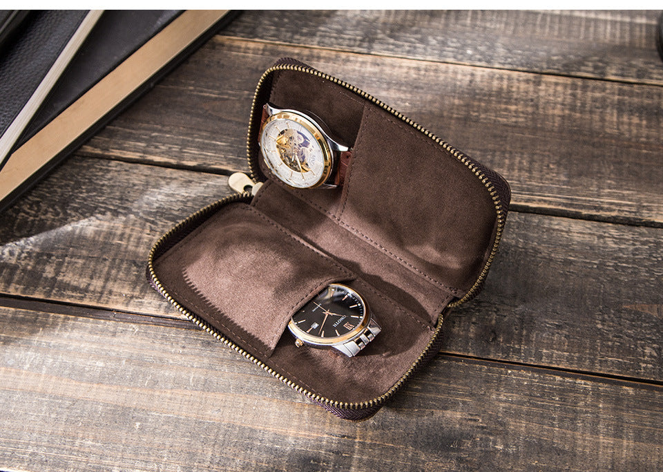 Men's Retro Solid Color Cowhide Watch Case-Bijou Crush