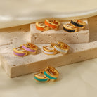 Golden Glow Enamel Hoops – Trendy Round Stainless Steel Chic-Bijou Crush