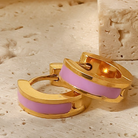 Golden Glow Enamel Hoops – Trendy Round Stainless Steel Chic-Bijou Crush