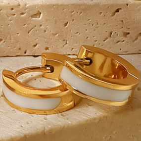 Golden Glow Enamel Hoops – Trendy Round Stainless Steel Chic-Bijou Crush