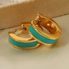 Golden Glow Enamel Hoops – Trendy Round Stainless Steel Chic-Bijou Crush