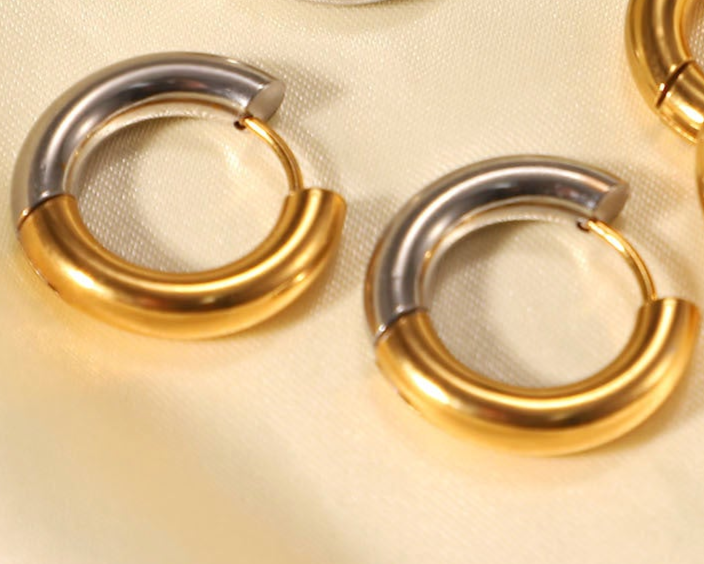 Classic Two-Tone Hoop Earrings – Everyday Shine-Bijou Crush