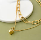 304 Stainless Steel 18K Gold Plated Hip-Hop Inlaid Gold Heart Necklace-Bijou Crush