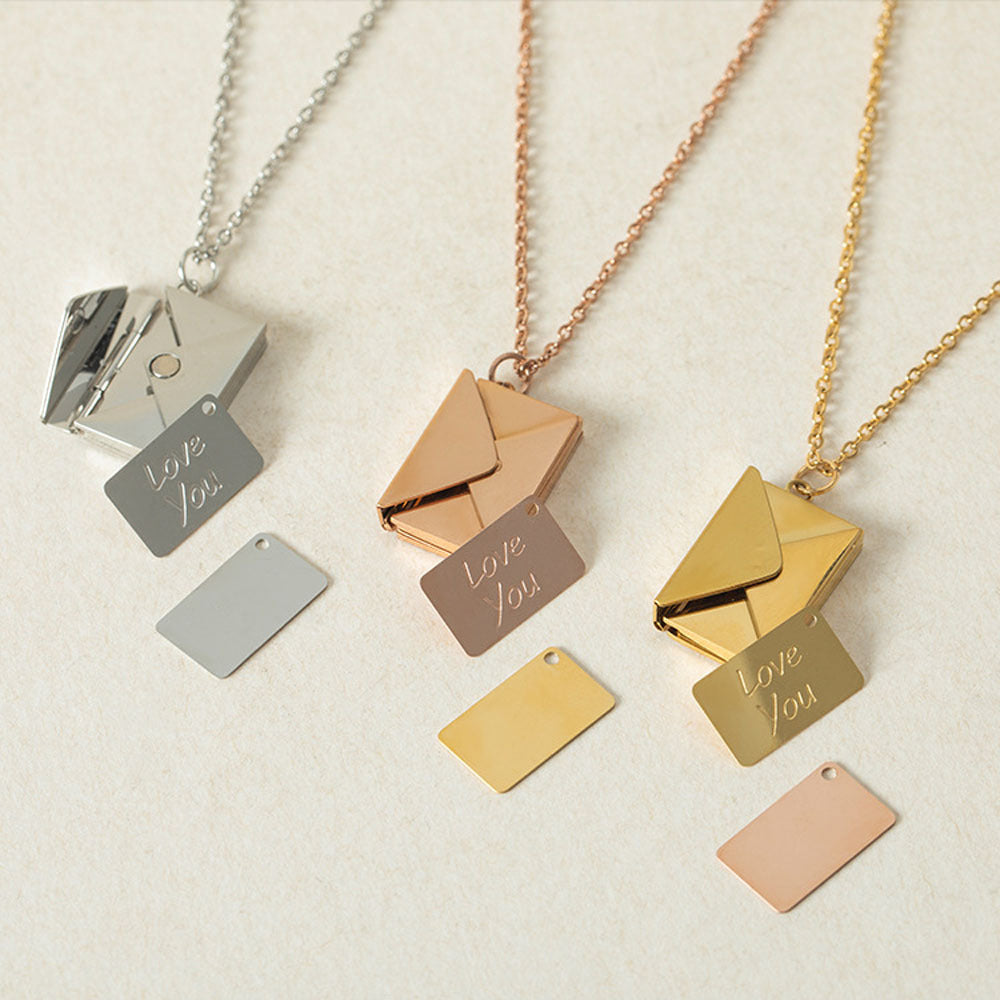 Fashion Envelope Stainless Steel Titanium Plating Pendant Necklace-Bijou Crush