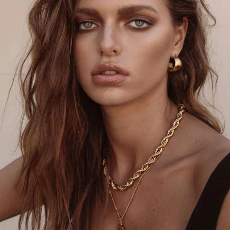 Shiny Shell Inlaid Gold Necklace-Bijou Crush