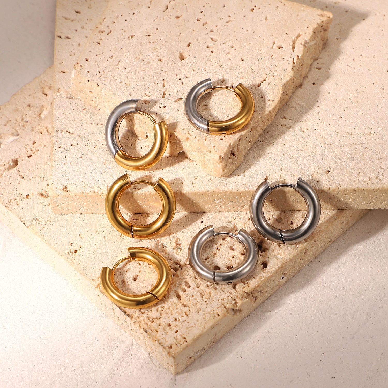Classic Two-Tone Hoop Earrings – Everyday Shine-Bijou Crush