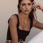 Shiny Shell Inlaid Gold Necklace-Bijou Crush