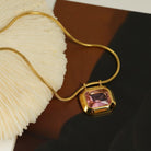 Retro Vibes: Geometric Titanium Steel Pendant Necklace – 18K Gold-Plated with Zircon Inlay-Bijou Crush