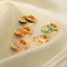 Golden Glow Enamel Hoops – Trendy Round Stainless Steel Chic-Bijou Crush