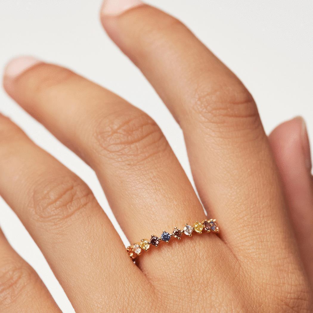 Geometric Rings with Artificial Gemstones in 925 Sterling Silver-Bijou Crush