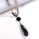 Bohemian Water Droplets Natural Stone Glass Pendant Necklace Sweater Chain Necklace-Bijou Crush