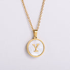 Shell 18K Gold Plated Simple Style Letter Shell Pendant Necklace-Bijou Crush