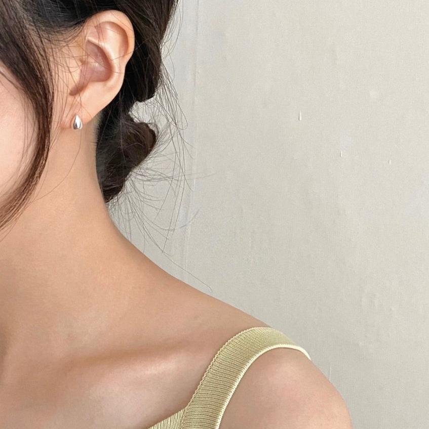 Sterling Silver Dewdrop Ear Studs-Bijou Crush
