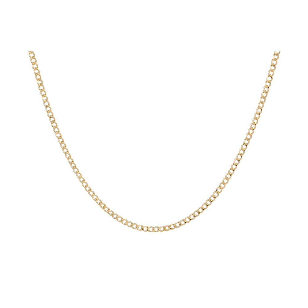 Gold chain necklace on a white background