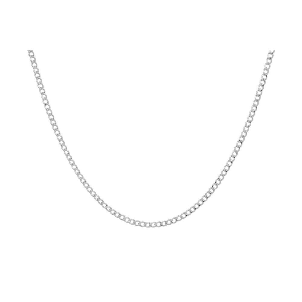 Silver chain necklace on a white background