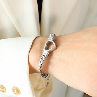 Titanium Steel Cutout Heart Bracelet-Bijou Crush