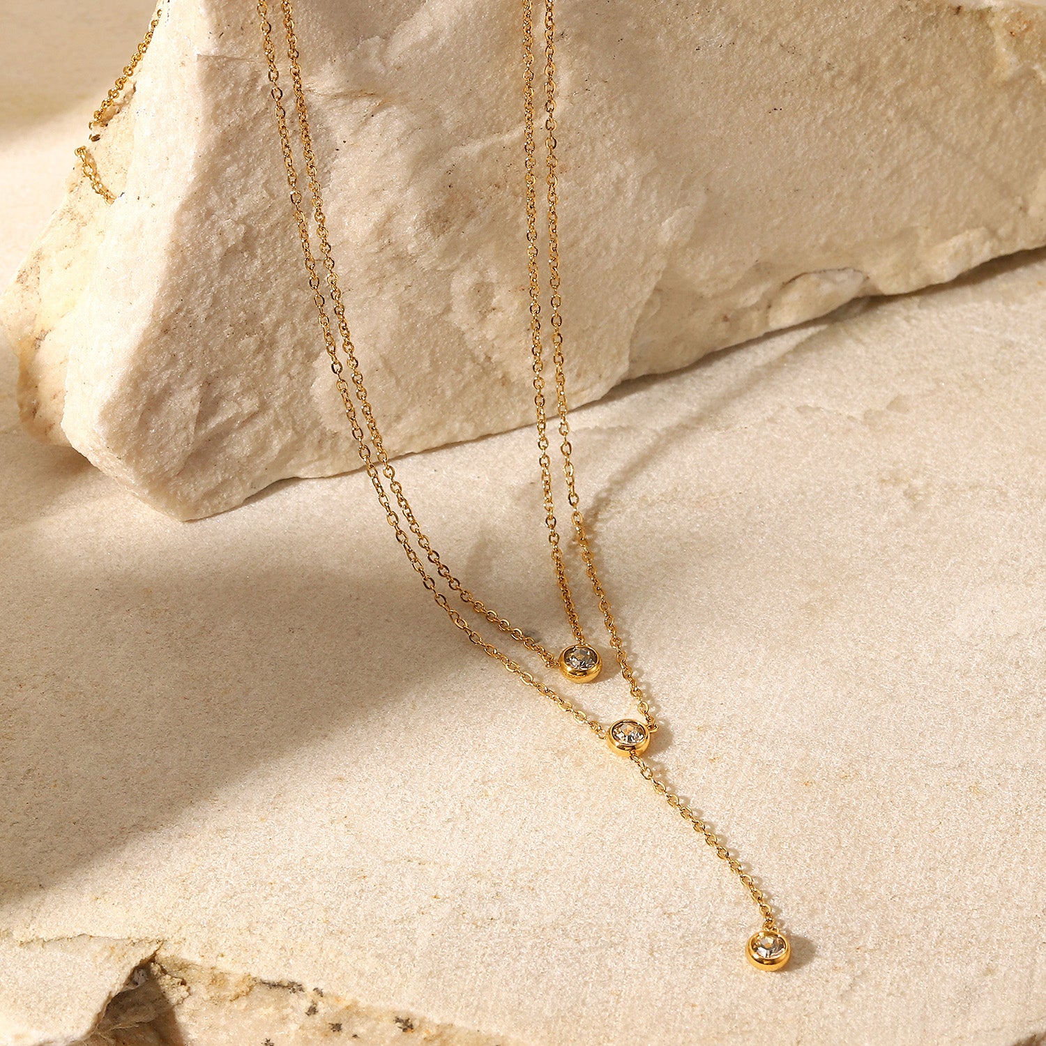 Stainless Steel Zircon Double-Layered Necklace-Bijou Crush