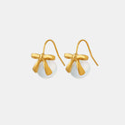 Titanium Steel Bow Drop Earrings-Bijou Crush