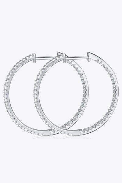 Adored Inlaid Moissanite 925 Sterling Silver Hoop Earrings-Bijou Crush
