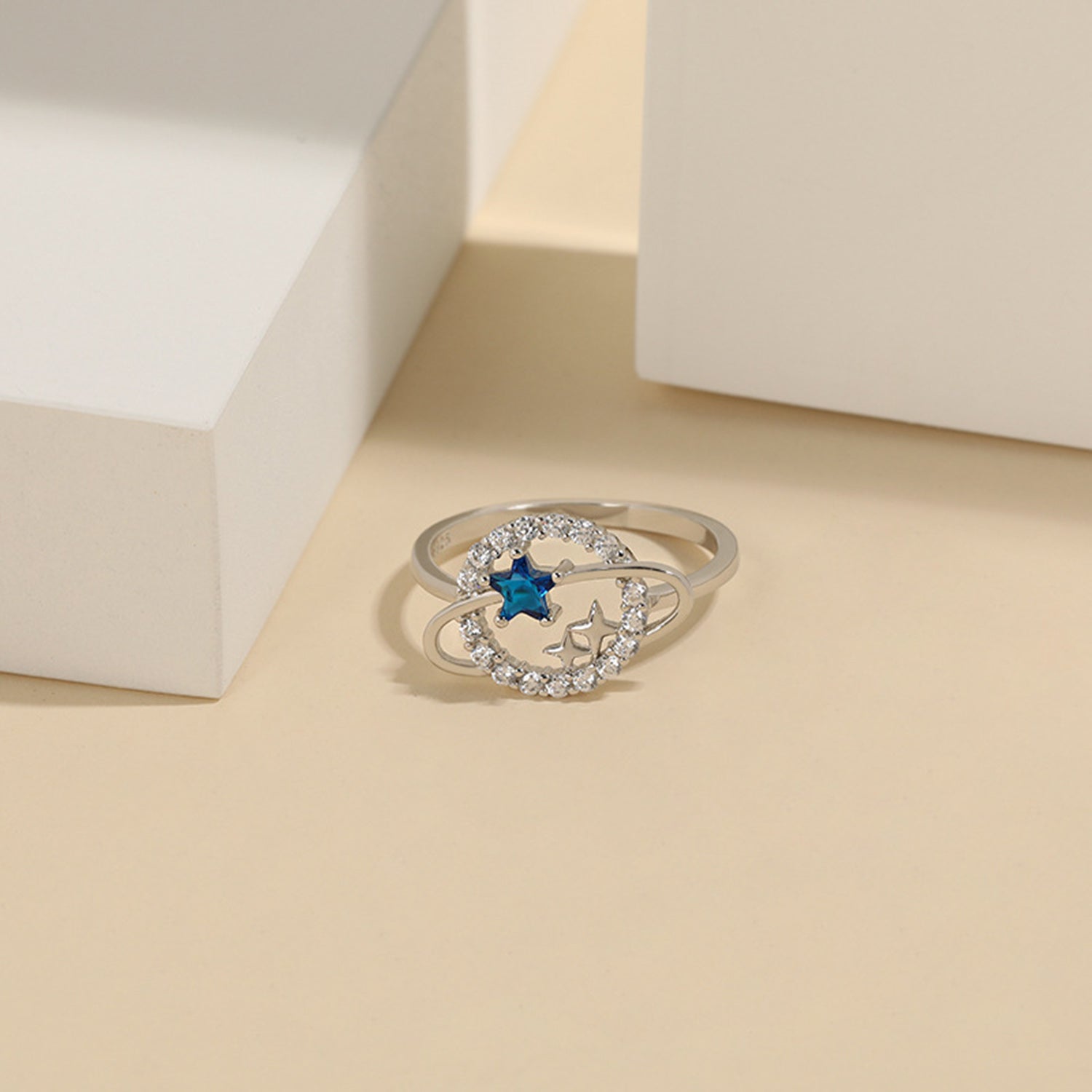 Planet Shape Inlaid Zircon 925 Sterling Silver Ring-Bijou Crush