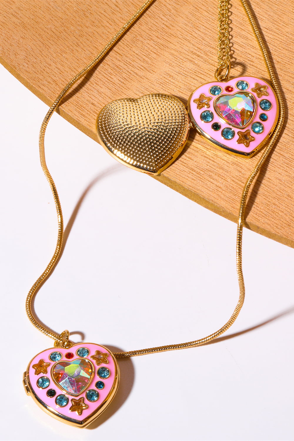 Rhinestone Decor Heart Box Pendant Necklace-Bijou Crush