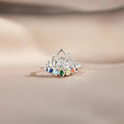 925 Sterling Silver Inlaid Zircon Lotus Shape Ring-Bijou Crush