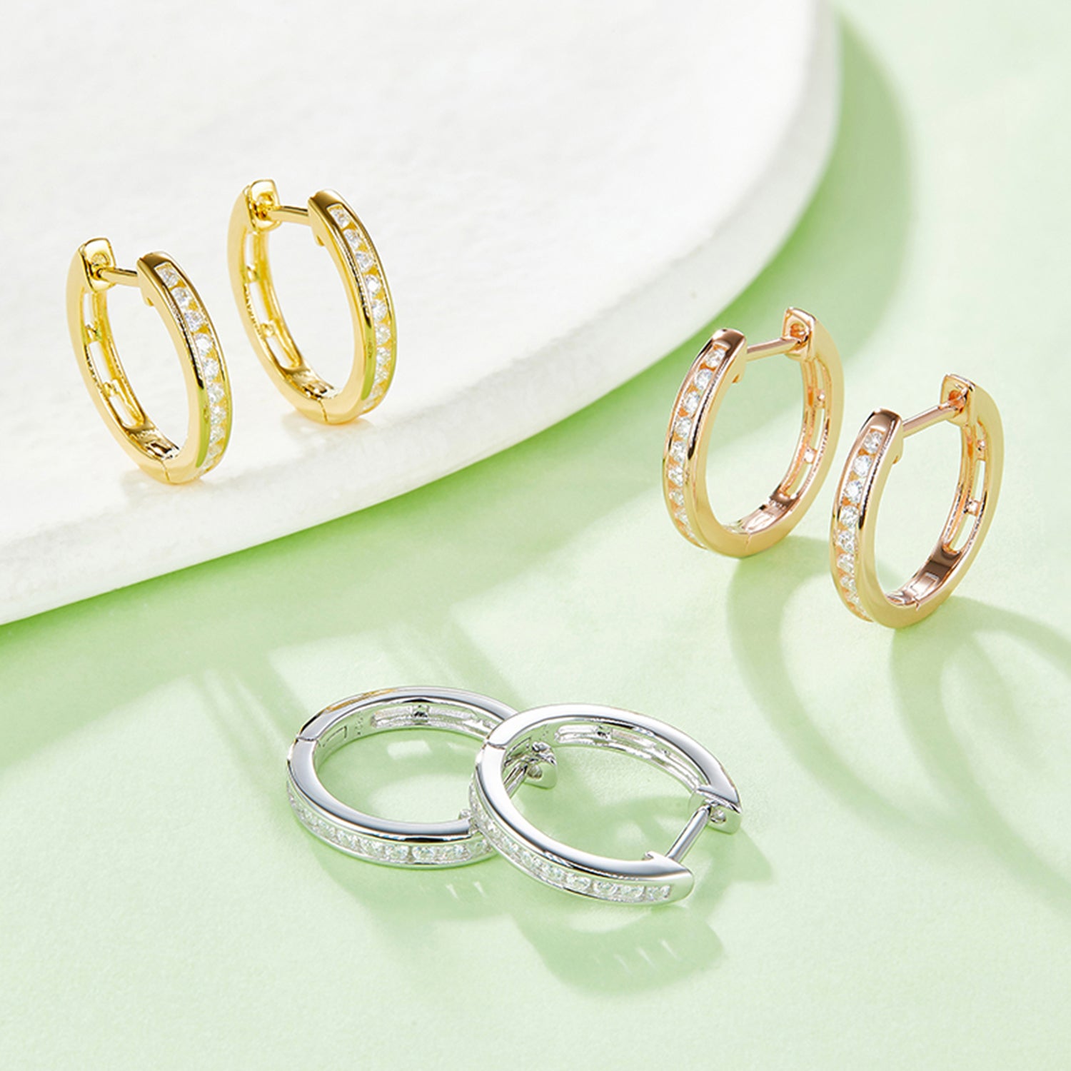 Moissanite 925 Sterling Silver Huggie Earrings-Bijou Crush