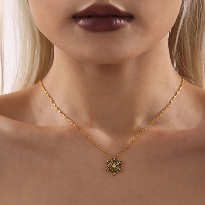 Stainless Steel Inland Zircon Snowflake Necklace-Bijou Crush
