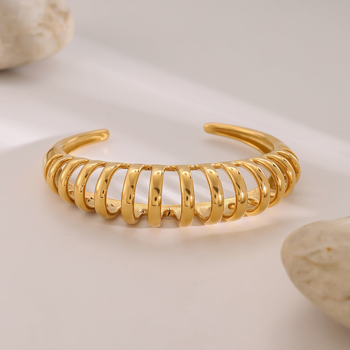 Stainless Steel Cutout Bracelet - 18K Gold-Plated-Bijou Crush