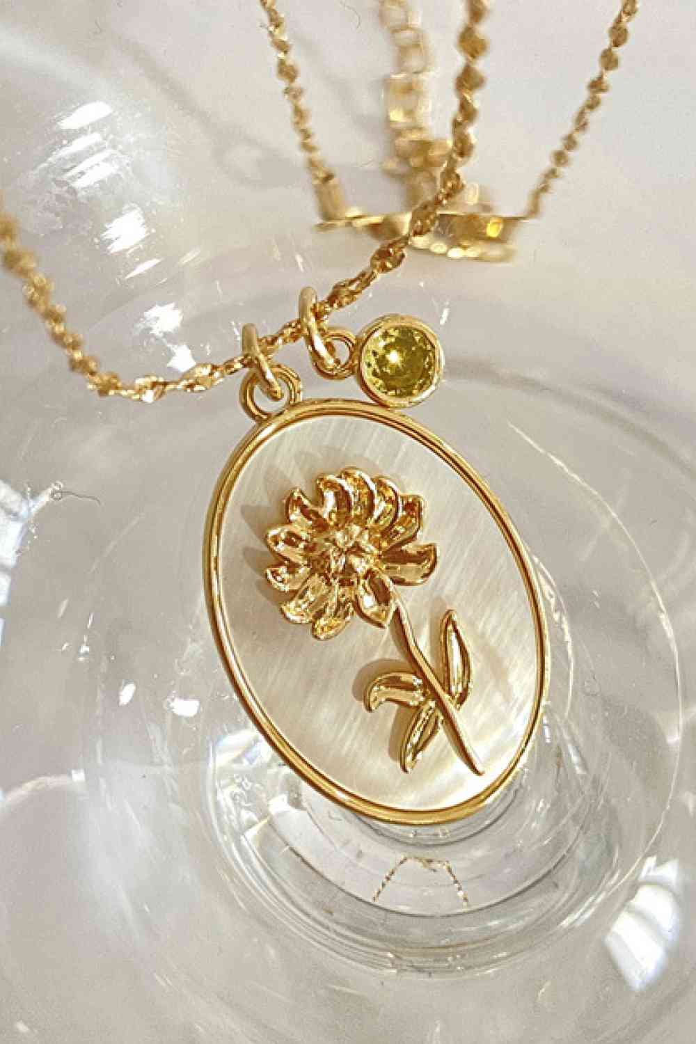 Flower Shell Pendant Copper Necklace-Bijou Crush