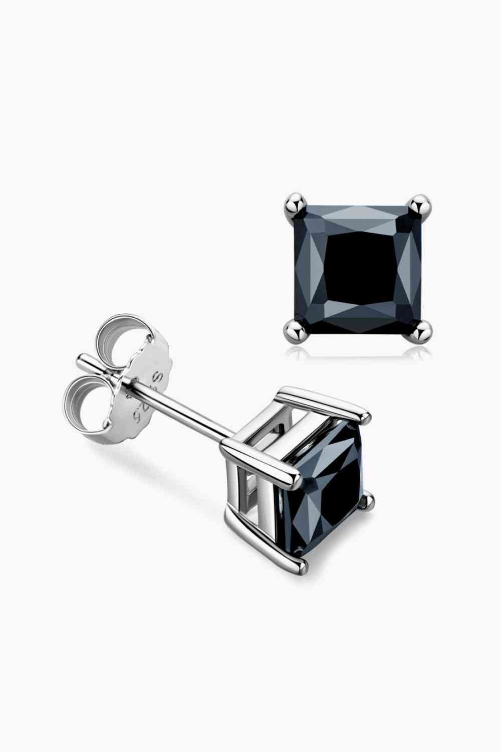 925 Sterling Silver Square Moissanite Stud Earrings-Bijou Crush