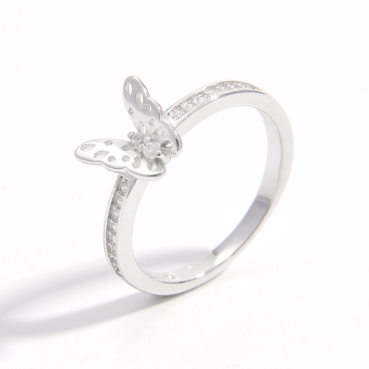 925 Sterling Silver Inlaid Zircon Butterfly Ring-Bijou Crush