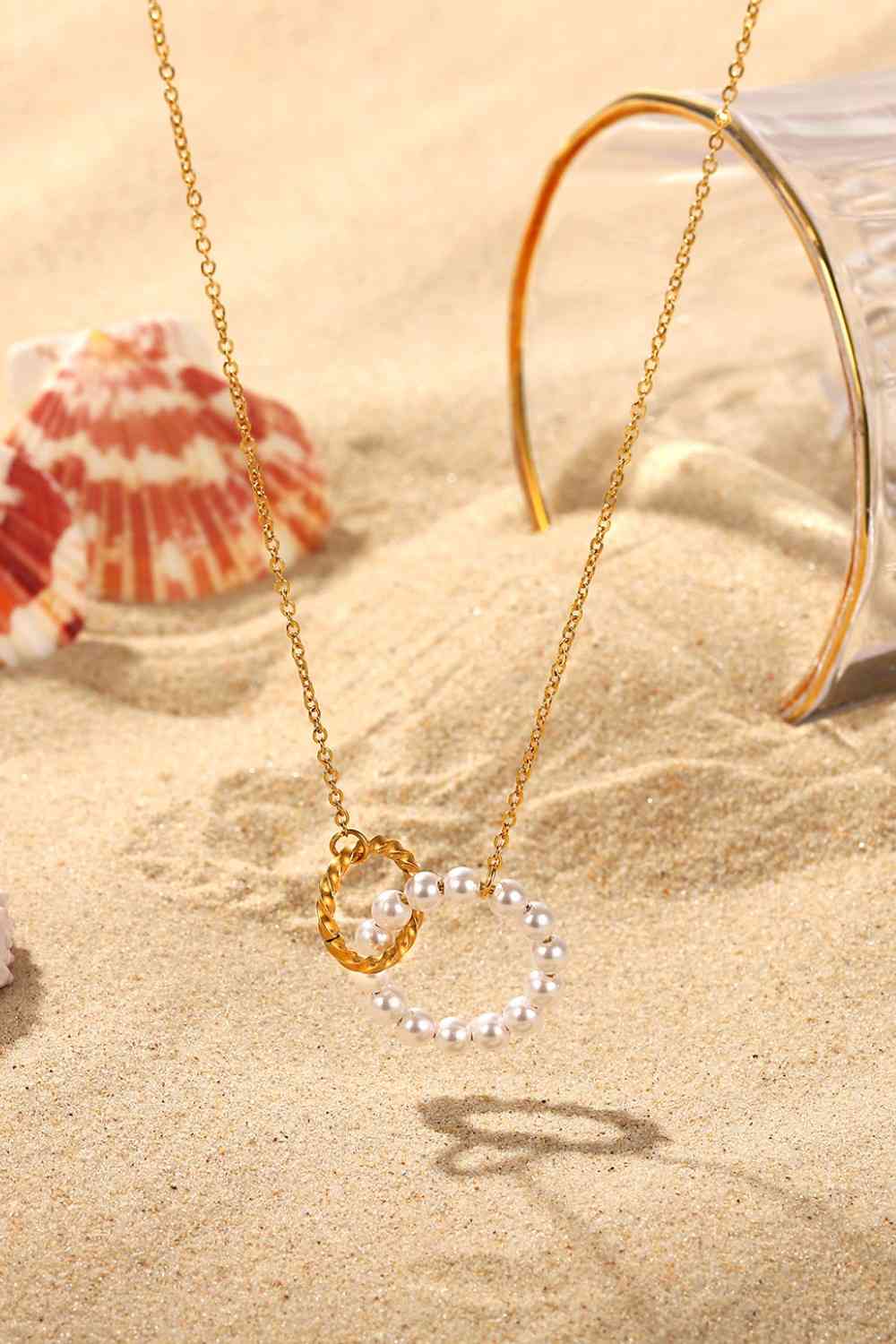 Pearl Hoop Link Pendant Necklace-Bijou Crush