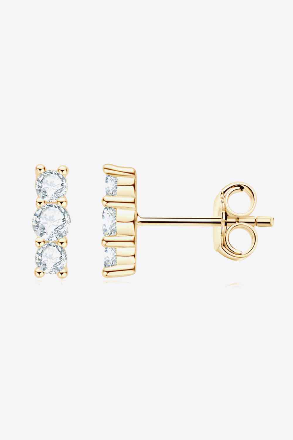 Heartbeat Rhythm 925 Sterling Silver Moissanite Stud Earrings-Bijou Crush