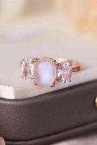 High Quality Natural Moonstone 925 Sterling Silver Three Stone Ring-Bijou Crush