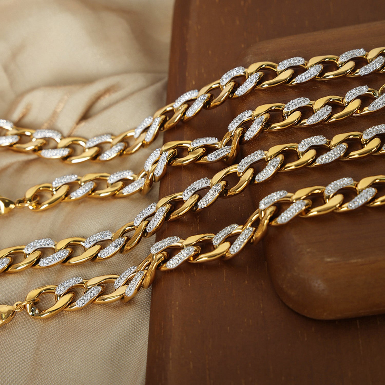 Zircon Titanium Steel Chunky Chain Necklace-Bijou Crush