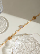 Stainless Steel White Mother-Of-Pearl Flower Necklace-Bijou Crush