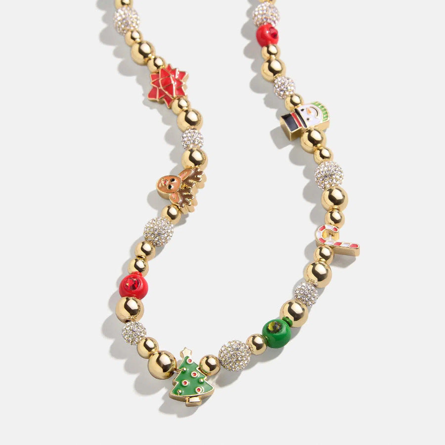 Rhinestone 14K Gold-Plated Beaded Necklace-Bijou Crush