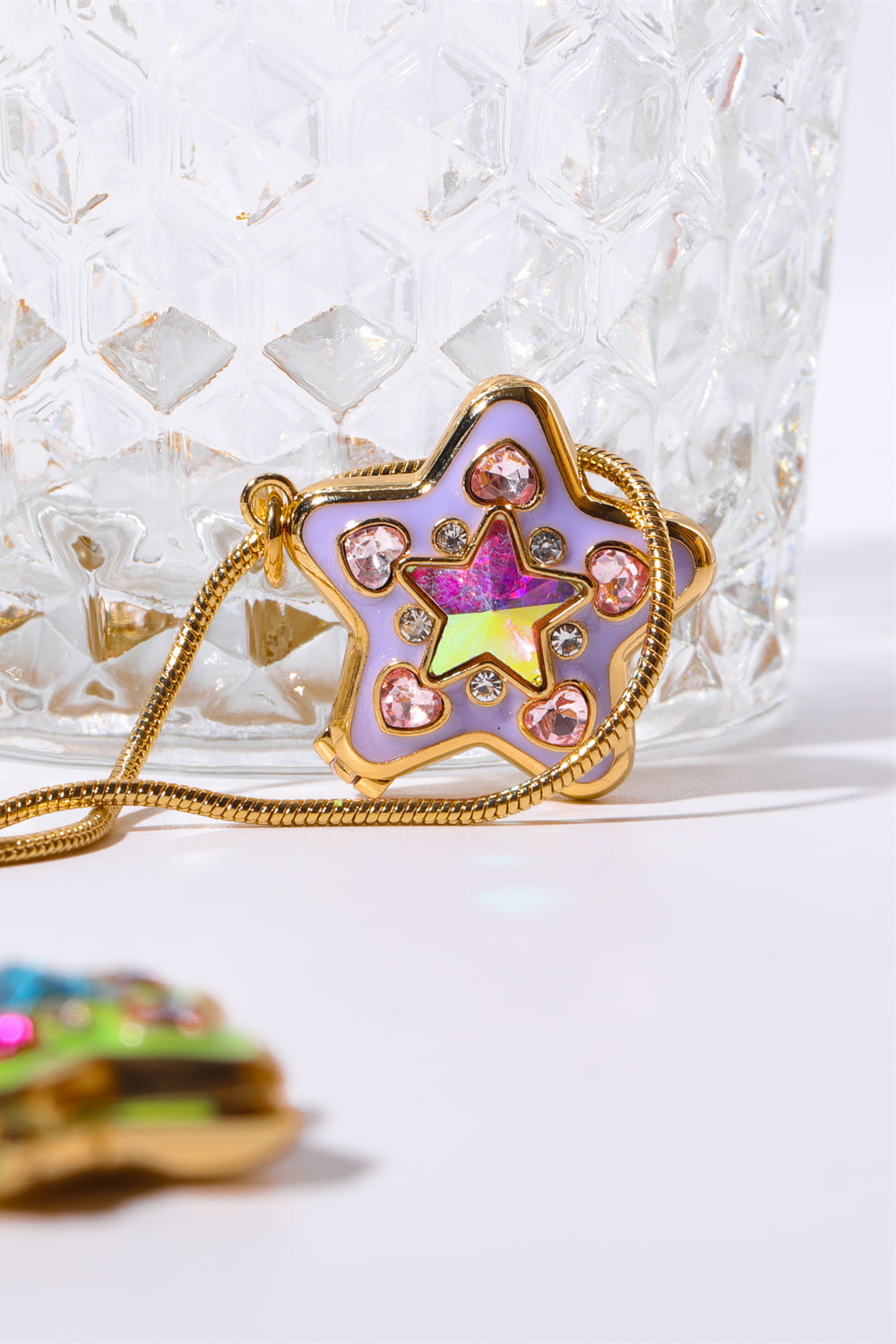 Rhinestone Decor Star Box Pendant Necklace-Bijou Crush