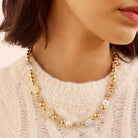 Rhinestone 14K Gold-Plated Beaded Necklace-Bijou Crush