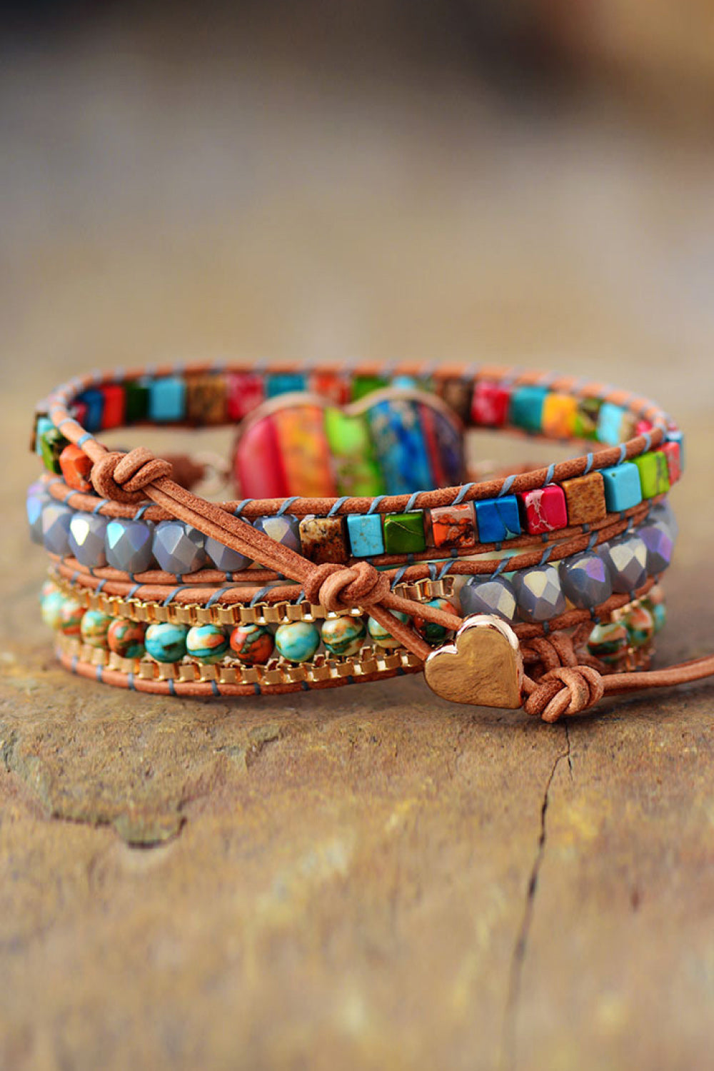 Imperial Jasper & Crystal Layered Bracelet-Bijou Crush