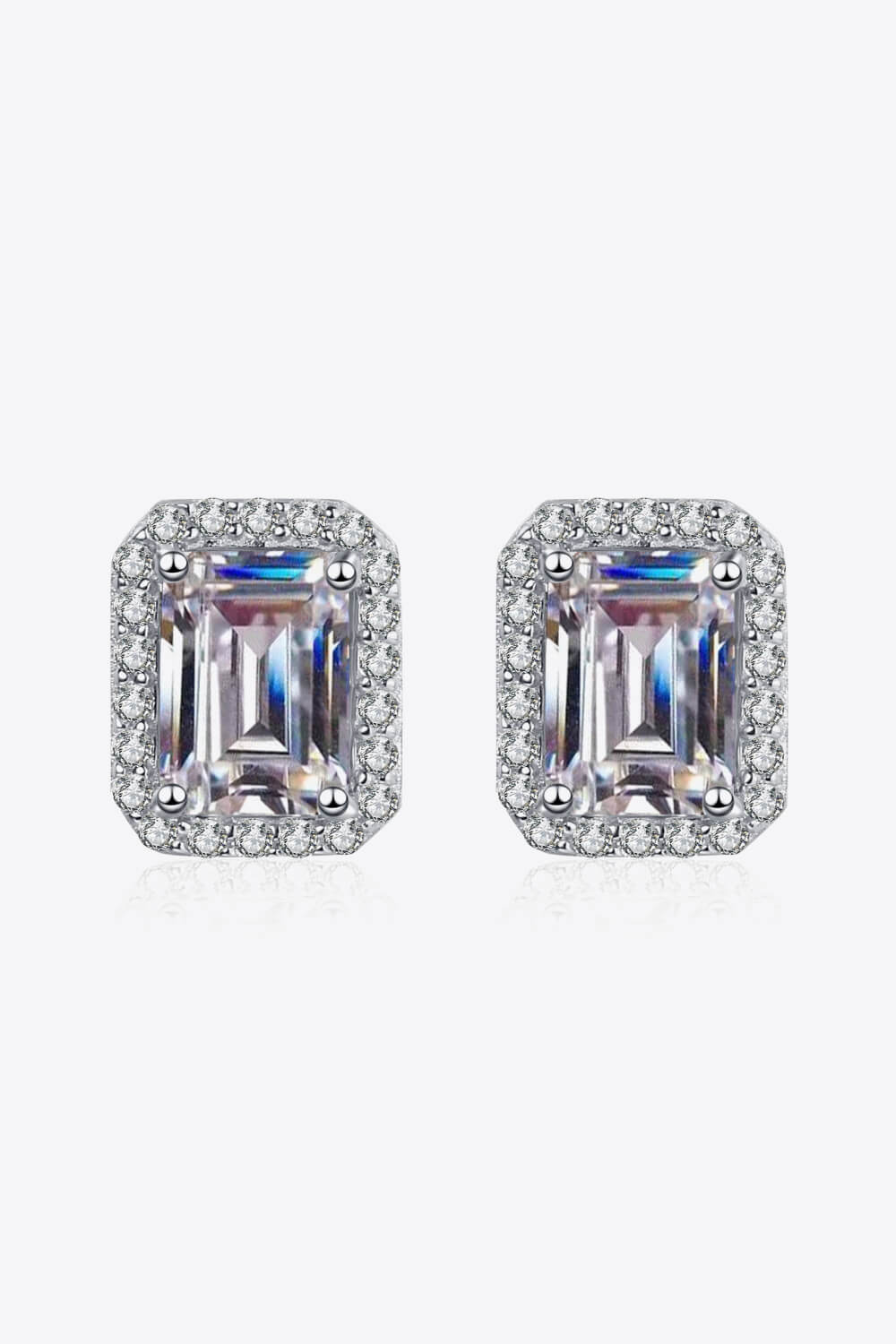 Adored 1 Carat Moissanite Rhodium-Plated Square Stud Earrings-Bijou Crush
