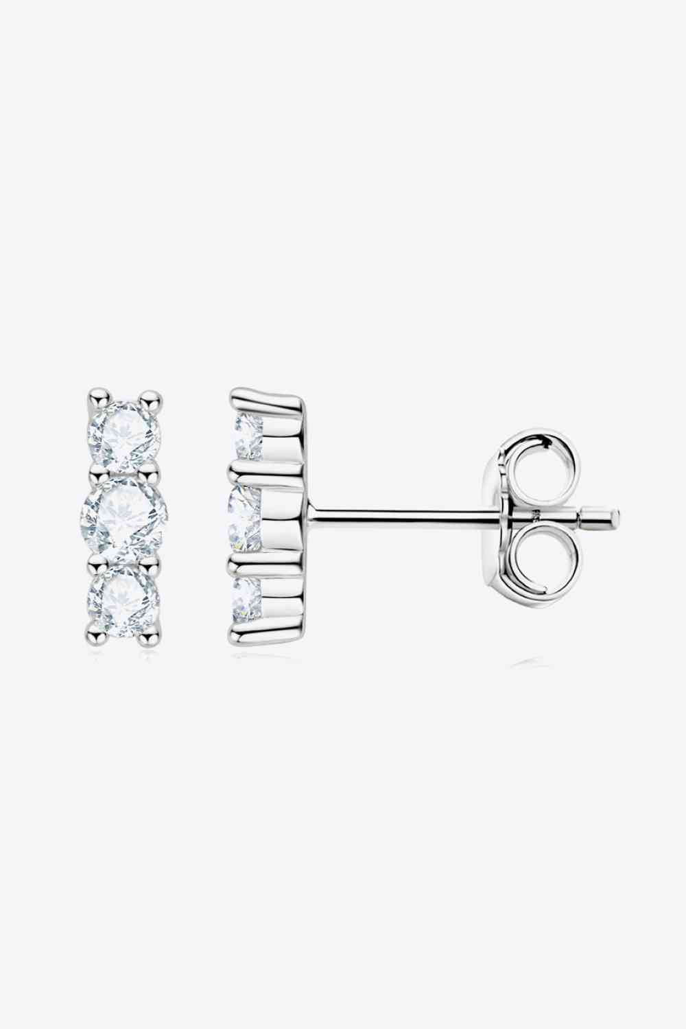 Heartbeat Rhythm 925 Sterling Silver Moissanite Stud Earrings-Bijou Crush