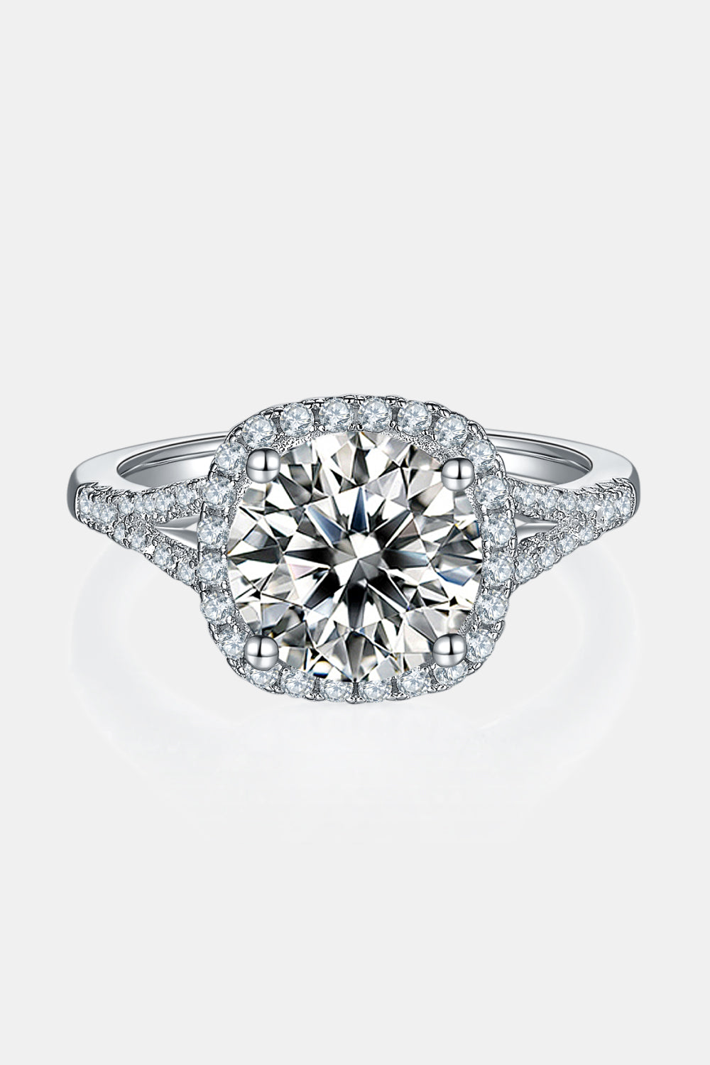 3 Carat Moissanite Halo Ring - 925 Sterling Silver-Platinum-plated-Bijou Crush