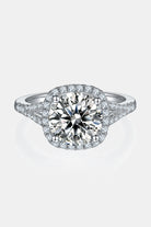 3 Carat Moissanite Halo Ring - 925 Sterling Silver-Platinum-plated-Bijou Crush