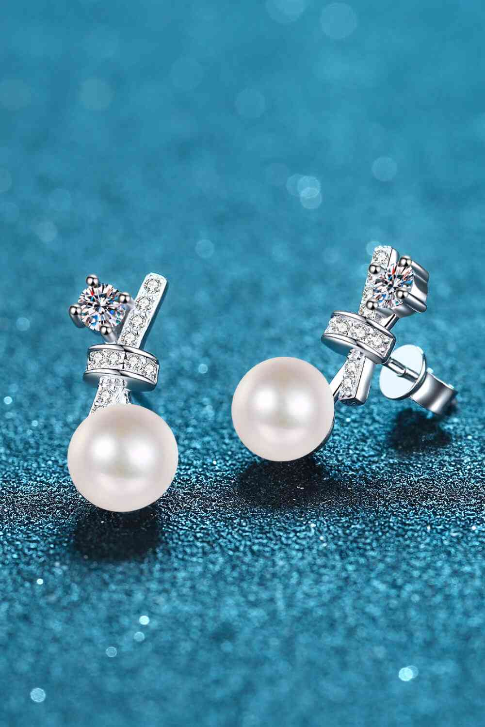 Pearl Moissanite Stud Earrings-Bijou Crush
