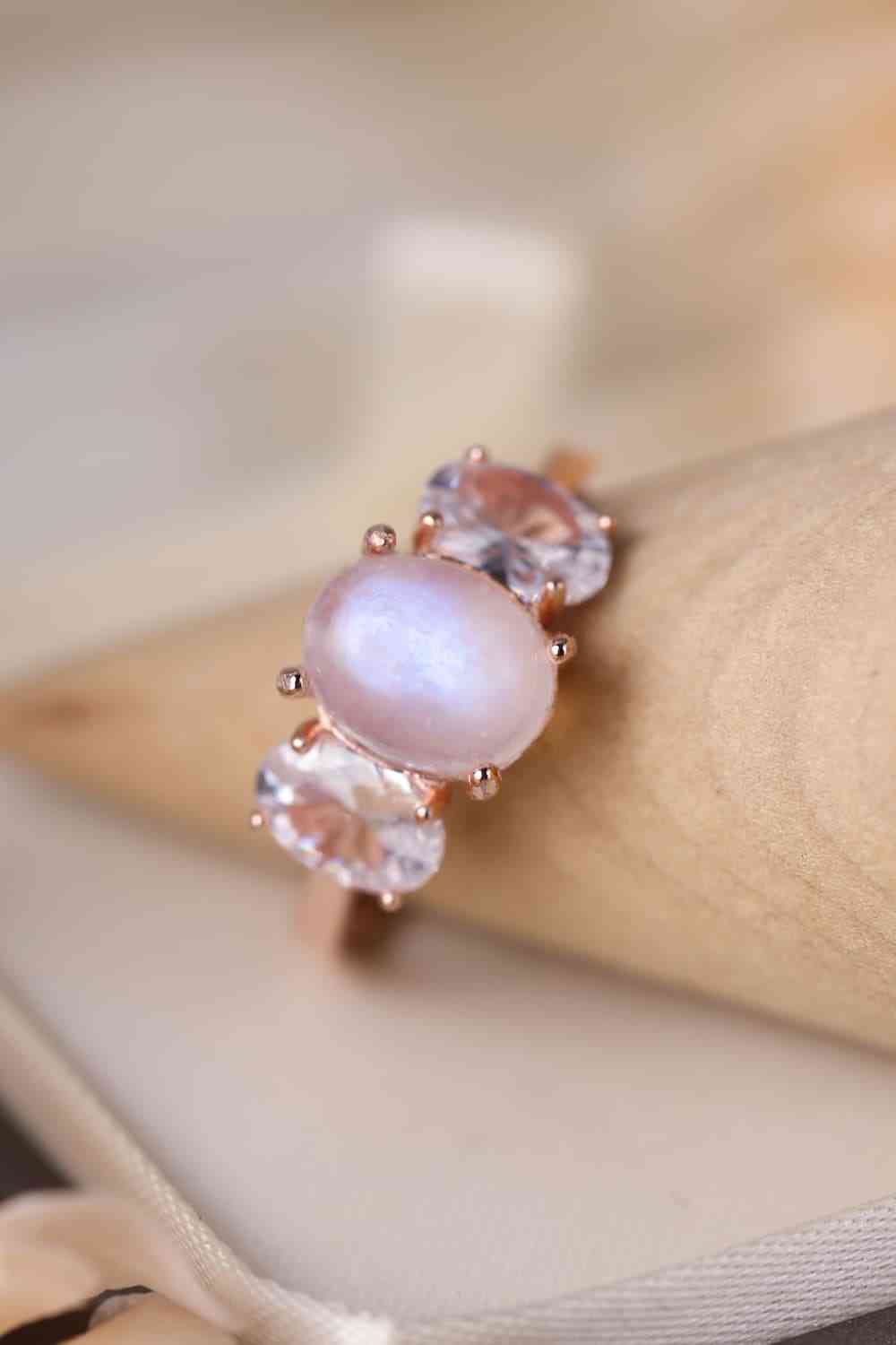 High Quality Natural Moonstone 925 Sterling Silver Three Stone Ring-Bijou Crush