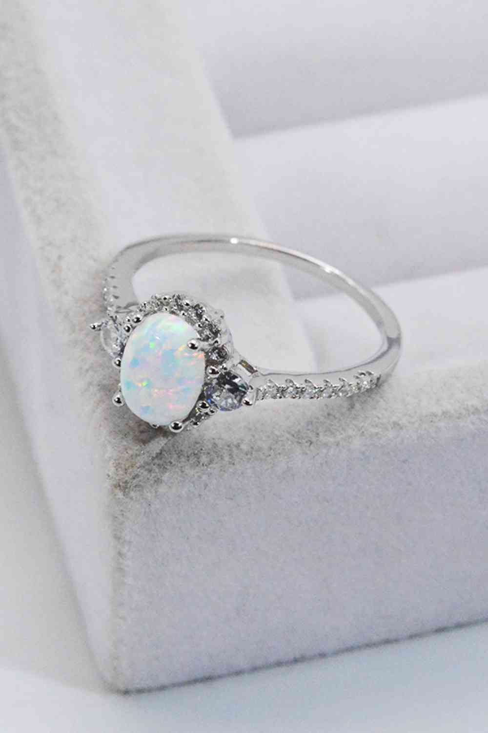 925 Sterling Silver Platinum-Plated Opal Ring-Bijou Crush