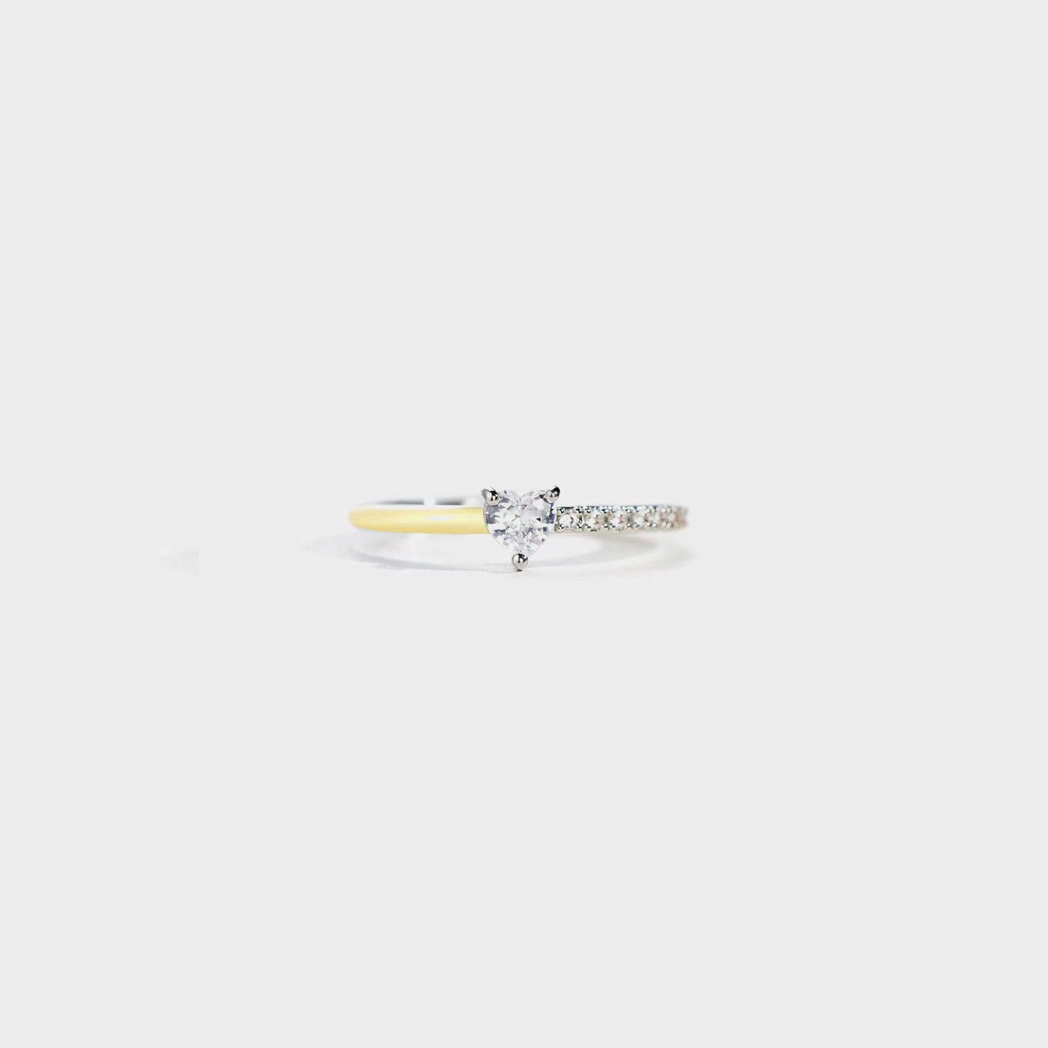 Heart Shape Inlaid Zircon Enamel Ring-Bijou Crush
